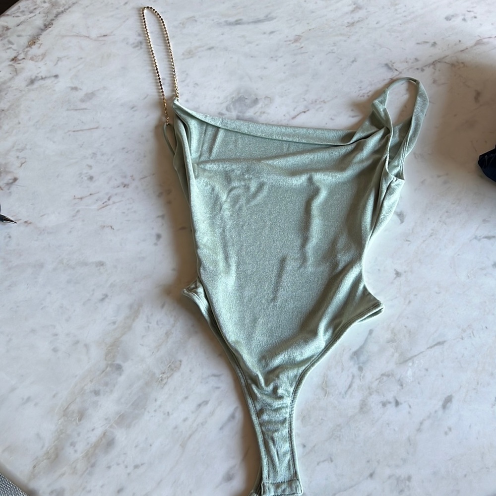 Shimmer safe body suit - scoop neck / open back